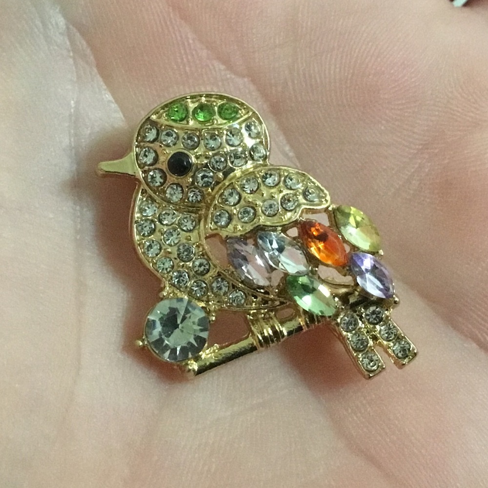 Gorgeous Rhinestone Bird Brooch Pin
